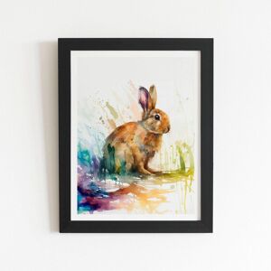 Warren Reed - Designer Rabbit Splash Watercolour Framed Art Print in Black Size: W12" x H16" Black W12" x H16" Warren Reed - Designer Rabbit Splash Watercolour Framed Art Print in Black Size: W12" x H16" Black W12" x H16"