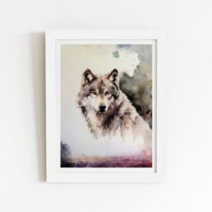 Warren Reed - Designer Loyal Wolf Watercolour Framed Art Print in White Size: W24" x H36" White W24" x H36" Warren Reed - Designer Loyal Wolf Watercolour Framed Art Print in White Size: W24" x H36" White W24" x H36"