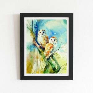 Warren Reed - Designer Barn Owls Watercolour Framed Art Print in Black Size: W8" x H10" Black W8" x H10" Warren Reed - Designer Barn Owls Watercolour Framed Art Print in Black Size: W8" x H10" Black W8" x H10"