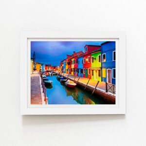 Warren Reed - Designer Burano Island Evening Framed Art Print in White Size: W16" x H24" White W16" x H24" Warren Reed - Designer Burano Island Evening Framed Art Print in White Size: W16" x H24" White W16" x H24"