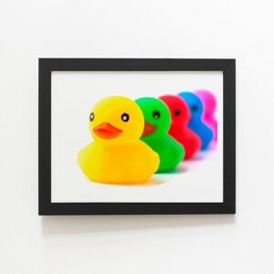 Warren Reed - Designer Colourful Ducks In A Row Framed Art Print in Black Size: W16" x H24" Black W16" x H24" Warren Reed - Designer Colourful Ducks In A Row Framed Art Print in Black Size: W16" x H24" Black W16" x H24"