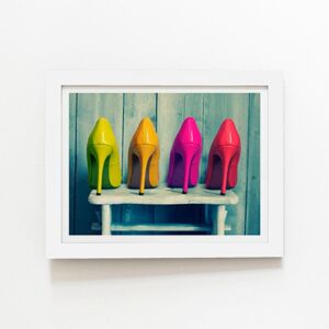 Warren Reed - Designer Retro Shoe Collection Framed Art Print in White Size: W20" x H30" White W20" x H30" Warren Reed - Designer Retro Shoe Collection Framed Art Print in White Size: W20" x H30" White W20" x H30"