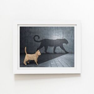 Warren Reed - Designer Hidden Potential - Jaguar Framed Art Print in White Size: W24" x H36" White W24" x H36" Warren Reed - Designer Hidden Potential - Jaguar Framed Art Print in White Size: W24" x H36" White W24" x H36"