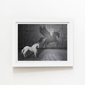 Warren Reed - Designer Hidden Potential - Pegasus Framed Art Print in White Size: W20" x H30" White W20" x H30" Warren Reed - Designer Hidden Potential - Pegasus Framed Art Print in White Size: W20" x H30" White W20" x H30"