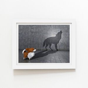 Warren Reed - Designer Hidden Potential - Wolf Framed Art Print in White Size: W20" x H30" White W20" x H30" Warren Reed - Designer Hidden Potential - Wolf Framed Art Print in White Size: W20" x H30" White W20" x H30"