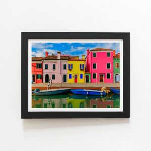 Warren Reed - Designer Bright & Colorful Houses In Burano Island Framed Art Print in Black Size: W16" x H24" Black W16" x H24" Warren Reed - Designer Bright & Colorful Houses In Burano Island Framed Art Print in Black Size: W16" x H24" Black W16" x H24"