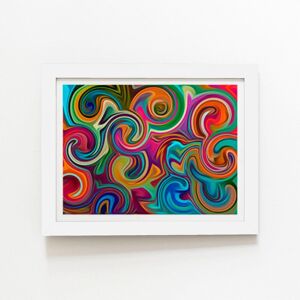 Warren Reed - Designer Colourful Wave Pattern Framed Art Print in White Size: W24" x H36" White W24" x H36" Warren Reed - Designer Colourful Wave Pattern Framed Art Print in White Size: W24" x H36" White W24" x H36"