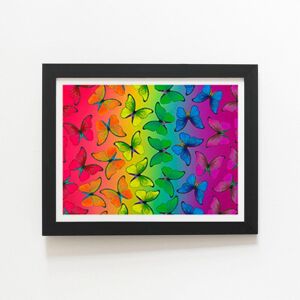 Warren Reed - Designer Multicoloured Butterfly Pattern Framed Art Print in Black Size: W24" x H36" Black W24" x H36" Warren Reed - Designer Multicoloured Butterfly Pattern Framed Art Print in Black Size: W24" x H36" Black W24" x H36"
