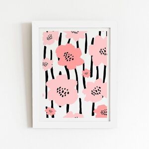 Warren Reed - Designer Pastel Pink Flowers Framed Art Print in White Size: W12" x H16" White W12" x H16" Warren Reed - Designer Pastel Pink Flowers Framed Art Print in White Size: W12" x H16" White W12" x H16"