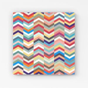 Warren Reed - Designer Geometric Multi Colored Chevron Pattern Canvas in Red Size: W16" x H16" Red W16" x H16" Warren Reed - Designer Geometric Multi Colored Chevron Pattern Canvas in Red Size: W16" x H16" Red W16" x H16"