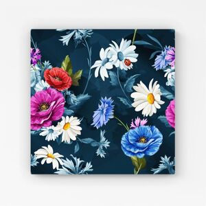 Warren Reed - Designer Poppy Flowers With Chamomile, Leaves, Cornflowers On Dark Blue Canvas Size: w40 inch x h40 inch Blue w40 inch x h40 inch Warren Reed - Designer Poppy Flowers With Chamomile, Leaves, Cornflowers On Dark Blue Canvas Size: w40 inch x h40 inch Blue w40 inch x h40 inch
