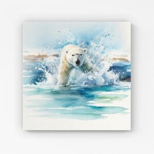 Warren Reed - Designer Hunting Polar Bear Watercolour Canvas in Brown Size: W30" x H30" Brown W30" x H30" Warren Reed - Designer Hunting Polar Bear Watercolour Canvas in Brown Size: W30" x H30" Brown W30" x H30"