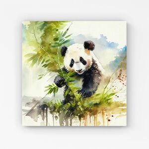 Warren Reed - Designer Panda Eating Bamboo Watercolour Canvas in Brown Size: W30" x H30" Brown W30" x H30" Warren Reed - Designer Panda Eating Bamboo Watercolour Canvas in Brown Size: W30" x H30" Brown W30" x H30"