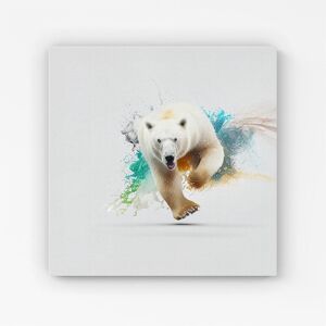 Warren Reed - Designer Charging Polar Bear Canvas in White Size: W30" x H30" White W30" x H30" Warren Reed - Designer Charging Polar Bear Canvas in White Size: W30" x H30" White W30" x H30"