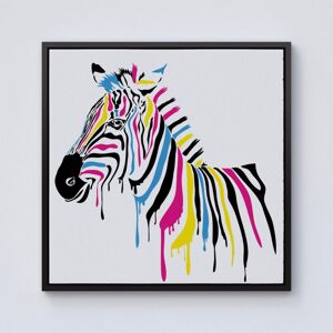 Warren Reed - Designer Multi Coloured Zebra Framed Canvas in Black Size: w40 inch x h40 inch Black w40 inch x h40 inch Warren Reed - Designer Multi Coloured Zebra Framed Canvas in Black Size: w40 inch x h40 inch Black w40 inch x h40 inch