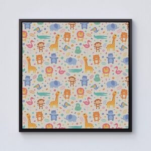 Warren Reed - Designer Cute Pastel Jungle Animals Framed Canvas in Black Size: W16" x H16" Black W16" x H16" Warren Reed - Designer Cute Pastel Jungle Animals Framed Canvas in Black Size: W16" x H16" Black W16" x H16"