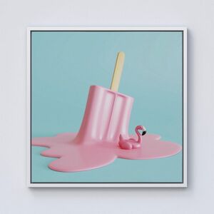 Warren Reed - Designer Flamingo Ice Cream Framed Canvas in Off-White Size: W16" x H16" Off-White W16" x H16" Warren Reed - Designer Flamingo Ice Cream Framed Canvas in Off-White Size: W16" x H16" Off-White W16" x H16"