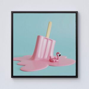 Warren Reed - Designer Flamingo Ice Cream Framed Canvas in Black Size: W30" x H30" Black W30" x H30" Warren Reed - Designer Flamingo Ice Cream Framed Canvas in Black Size: W30" x H30" Black W30" x H30"