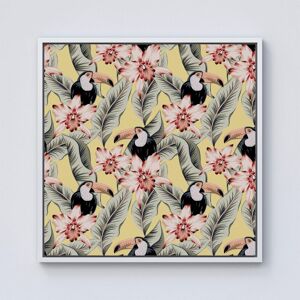 Warren Reed - Designer Toucans, Orchids & Palm Leaves Framed Canvas in Off-White Size: w40 inch x h40 inch Off-White w40 inch x h40 inch Warren Reed - Designer Toucans, Orchids & Palm Leaves Framed Canvas in Off-White Size: w40 inch x h40 inch Off-White w40 inch x h40 inch