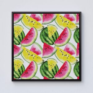 Warren Reed - Designer Colourful Melon Pattern Framed Canvas in Black Size: W30" x H30" Black W30" x H30" Warren Reed - Designer Colourful Melon Pattern Framed Canvas in Black Size: W30" x H30" Black W30" x H30"
