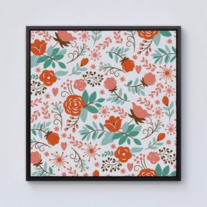 Warren Reed - Designer Orange Floral Pattern Framed Canvas in Black Size: W16" x H16" Black W16" x H16" Warren Reed - Designer Orange Floral Pattern Framed Canvas in Black Size: W16" x H16" Black W16" x H16"