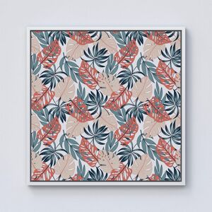 Warren Reed - Designer Tropical Leaf Pattern Framed Canvas in Off-White Size: W30" x H30" Off-White W30" x H30" Warren Reed - Designer Tropical Leaf Pattern Framed Canvas in Off-White Size: W30" x H30" Off-White W30" x H30"