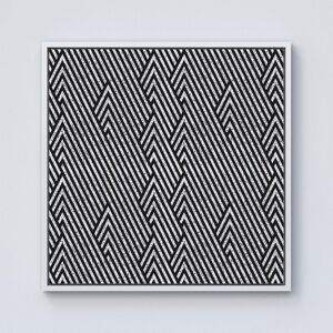 Warren Reed - Designer Oblique Black Grunge Pattern Framed Canvas in Off-White Size: W16" x H16" Off-White W16" x H16" Warren Reed - Designer Oblique Black Grunge Pattern Framed Canvas in Off-White Size: W16" x H16" Off-White W16" x H16"