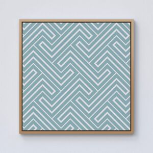 Warren Reed - Designer Blue & White Geometric Pattern Framed Canvas in Light Brown Size: W16" x H16" Light Brown W16" x H16" Warren Reed - Designer Blue & White Geometric Pattern Framed Canvas in Light Brown Size: W16" x H16" Light Brown W16" x H16"