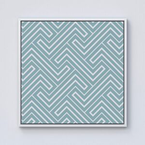 Warren Reed - Designer Blue & White Geometric Pattern Framed Canvas in Off-White Size: w40 inch x h40 inch Off-White w40 inch x h40 inch Warren Reed - Designer Blue & White Geometric Pattern Framed Canvas in Off-White Size: w40 inch x h40 inch Off-White w40 inch x h40 inch