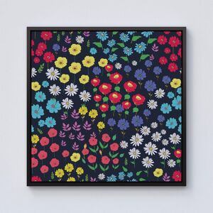 Warren Reed - Designer Multicoloured Flower Pattern Framed Canvas in Black Size: w10 inch x h10 inch Black w10 inch x h10 inch Warren Reed - Designer Multicoloured Flower Pattern Framed Canvas in Black Size: w10 inch x h10 inch Black w10 inch x h10 inch