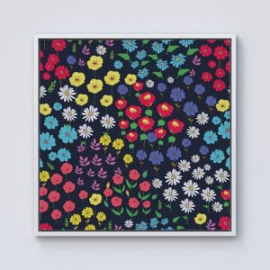Warren Reed - Designer Multicoloured Flower Pattern Framed Canvas in Off-White Size: w40 inch x h40 inch Off-White w40 inch x h40 inch Warren Reed - Designer Multicoloured Flower Pattern Framed Canvas in Off-White Size: w40 inch x h40 inch Off-White w40 inch x h40 inch
