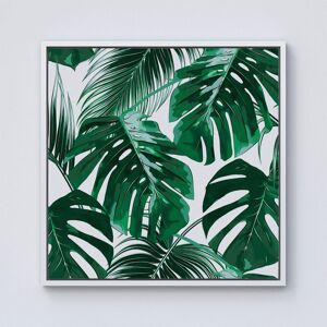 Warren Reed - Designer Tropical Jungle Leaf Pattern Framed Canvas in Off-White Size: W30" x H30" Off-White W30" x H30" Warren Reed - Designer Tropical Jungle Leaf Pattern Framed Canvas in Off-White Size: W30" x H30" Off-White W30" x H30"