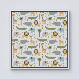 Warren Reed - Designer Cute Safari Animals Framed Canvas in Off-White Size: W30" x H30" Off-White W30" x H30" Warren Reed - Designer Cute Safari Animals Framed Canvas in Off-White Size: W30" x H30" Off-White W30" x H30"