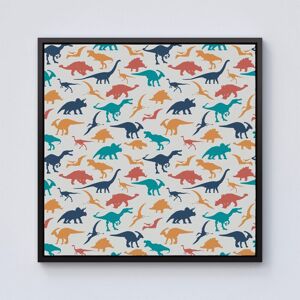 Warren Reed - Designer Multicoloured Dinosaurs Framed Canvas in Black Size: W16" x H16" Black W16" x H16" Warren Reed - Designer Multicoloured Dinosaurs Framed Canvas in Black Size: W16" x H16" Black W16" x H16"