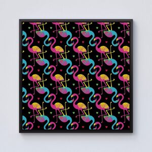 Warren Reed - Designer Vivid Flamingo Pattern Framed Canvas in Black Size: W16" x H16" Black W16" x H16" Warren Reed - Designer Vivid Flamingo Pattern Framed Canvas in Black Size: W16" x H16" Black W16" x H16"