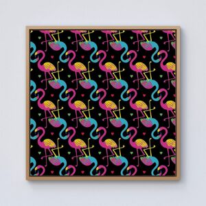 Warren Reed - Designer Vivid Flamingo Pattern Framed Canvas in Light Brown Size: W16" x H16" Light Brown W16" x H16" Warren Reed - Designer Vivid Flamingo Pattern Framed Canvas in Light Brown Size: W16" x H16" Light Brown W16" x H16"