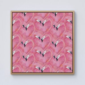 Warren Reed - Designer Watercolour Flamingo Hearts Framed Canvas in Light Brown Size: w40 inch x h40 inch Light Brown w40 inch x h40 inch Warren Reed - Designer Watercolour Flamingo Hearts Framed Canvas in Light Brown Size: w40 inch x h40 inch Light Brown w40 inch x h40 inch