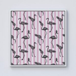 Warren Reed - Designer Pineapple Flamingo Framed Canvas in Off-White Size: W16" x H16" Off-White W16" x H16" Warren Reed - Designer Pineapple Flamingo Framed Canvas in Off-White Size: W16" x H16" Off-White W16" x H16"