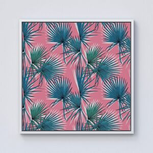 Warren Reed - Designer Pink Green Fan Palms Framed Canvas in Off-White Size: w40 inch x h40 inch Off-White w40 inch x h40 inch Warren Reed - Designer Pink Green Fan Palms Framed Canvas in Off-White Size: w40 inch x h40 inch Off-White w40 inch x h40 inch