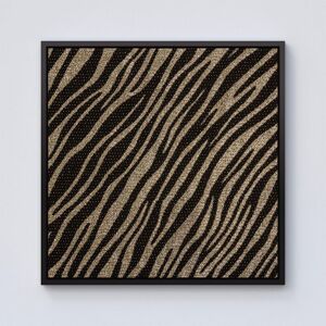 Warren Reed - Designer Golden Zebra Print Framed Canvas in Black Size: w40 inch x h40 inch Black w40 inch x h40 inch Warren Reed - Designer Golden Zebra Print Framed Canvas in Black Size: w40 inch x h40 inch Black w40 inch x h40 inch