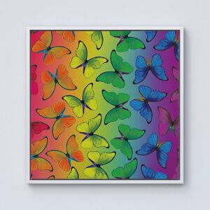 Warren Reed - Designer Multicoloured Butterfly Pattern Framed Canvas in Off-White Size: w40 inch x h40 inch Off-White w40 inch x h40 inch Warren Reed - Designer Multicoloured Butterfly Pattern Framed Canvas in Off-White Size: w40 inch x h40 inch Off-White w40 inch x h40 inch
