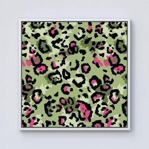Warren Reed - Designer Green & Pink Leopard Print Framed Canvas in Off-White Size: W30" x H30" Off-White W30" x H30" Warren Reed - Designer Green & Pink Leopard Print Framed Canvas in Off-White Size: W30" x H30" Off-White W30" x H30"