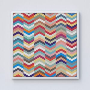 Warren Reed - Designer Geometric Multi Colored Chevron Pattern Framed Canvas in Off-White Size: W30" x H30" Off-White W30" x H30" Warren Reed - Designer Geometric Multi Colored Chevron Pattern Framed Canvas in Off-White Size: W30" x H30" Off-White W30" x H30"