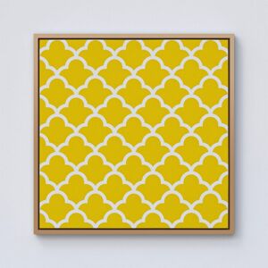 Warren Reed - Designer Geometric Yellow Quatrefoil Wave Framed Canvas in Light Brown Size: w40 inch x h40 inch Light Brown w40 inch x h40 inch Warren Reed - Designer Geometric Yellow Quatrefoil Wave Framed Canvas in Light Brown Size: w40 inch x h40 inch Light Brown w40 inch x h40 inch