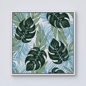 Warren Reed - Designer Tropical Pattern With Bright Plants & Flowers Framed Canvas in Off-White Size: w10 inch x h10 inch Off-White w10 inch x h10 inch Warren Reed - Designer Tropical Pattern With Bright Plants & Flowers Framed Canvas in Off-White Size: w10 inch x h10 inch Off-White w10 inch x h10 inch