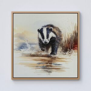Warren Reed - Designer Wading Badger Watercolour Framed Canvas in Light Brown Size: w10 inch x h10 inch Light Brown w10 inch x h10 inch Warren Reed - Designer Wading Badger Watercolour Framed Canvas in Light Brown Size: w10 inch x h10 inch Light Brown w10 inch x h10 inch