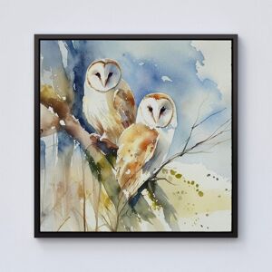 Warren Reed - Designer Barn Owls Watercolour Framed Canvas in Black Size: w10 inch x h10 inch Black w10 inch x h10 inch Warren Reed - Designer Barn Owls Watercolour Framed Canvas in Black Size: w10 inch x h10 inch Black w10 inch x h10 inch