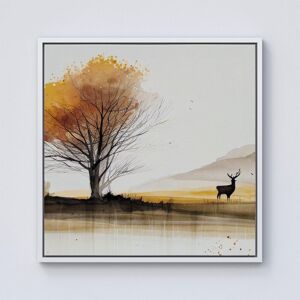 Warren Reed - Designer Autumn Landscape Stag Watercolour Framed Canvas in Off-White Size: w10 inch x h10 inch Off-White w10 inch x h10 inch Warren Reed - Designer Autumn Landscape Stag Watercolour Framed Canvas in Off-White Size: w10 inch x h10 inch Off-White w10 inch x h10 inch