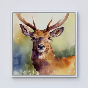 Warren Reed - Designer Splendid Stag Watercolour Framed Canvas in Off-White Size: w40 inch x h40 inch Off-White w40 inch x h40 inch Warren Reed - Designer Splendid Stag Watercolour Framed Canvas in Off-White Size: w40 inch x h40 inch Off-White w40 inch x h40 inch