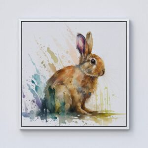 Warren Reed - Designer Rabbit Splash Watercolour Framed Canvas in Off-White Size: W16" x H16" Off-White W16" x H16" Warren Reed - Designer Rabbit Splash Watercolour Framed Canvas in Off-White Size: W16" x H16" Off-White W16" x H16"